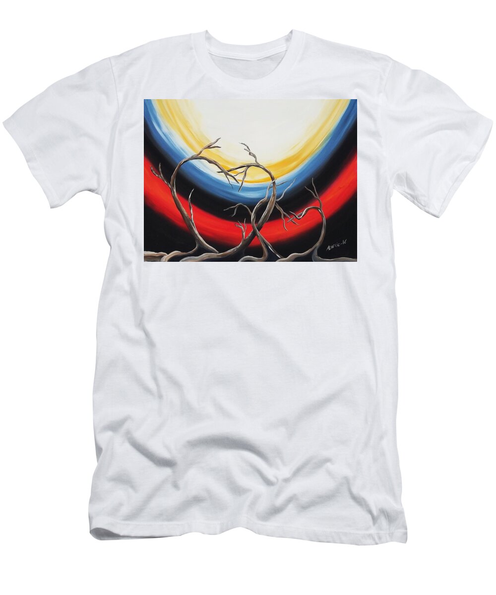 Heart T-Shirt featuring the painting Hearts by Edwin Alverio