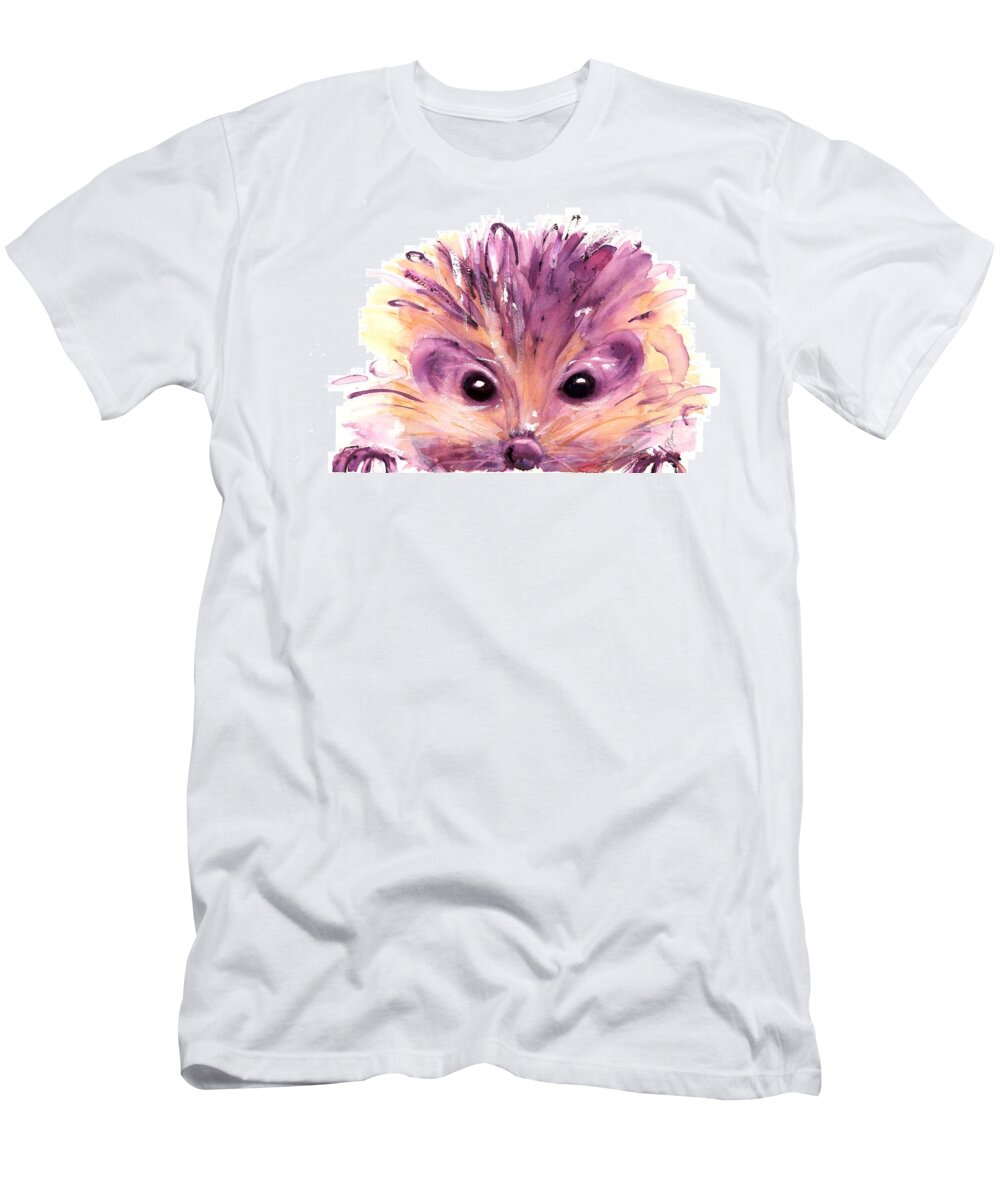 Hedgehog T-Shirt featuring the painting Hedgehog by Dawn Derman