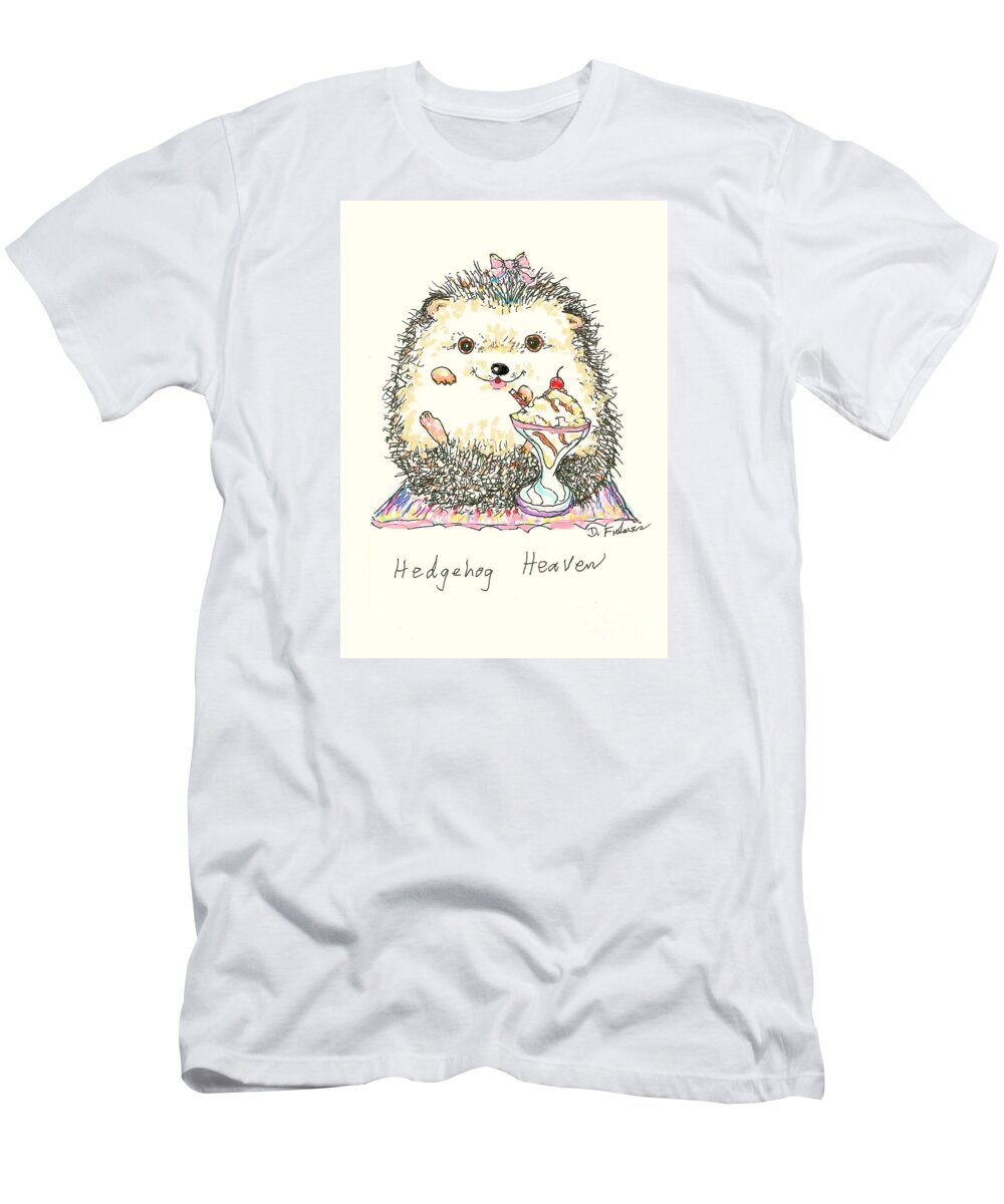 Hedgehog T-Shirt featuring the mixed media Hedgehog Heaven by Denise F Fulmer
