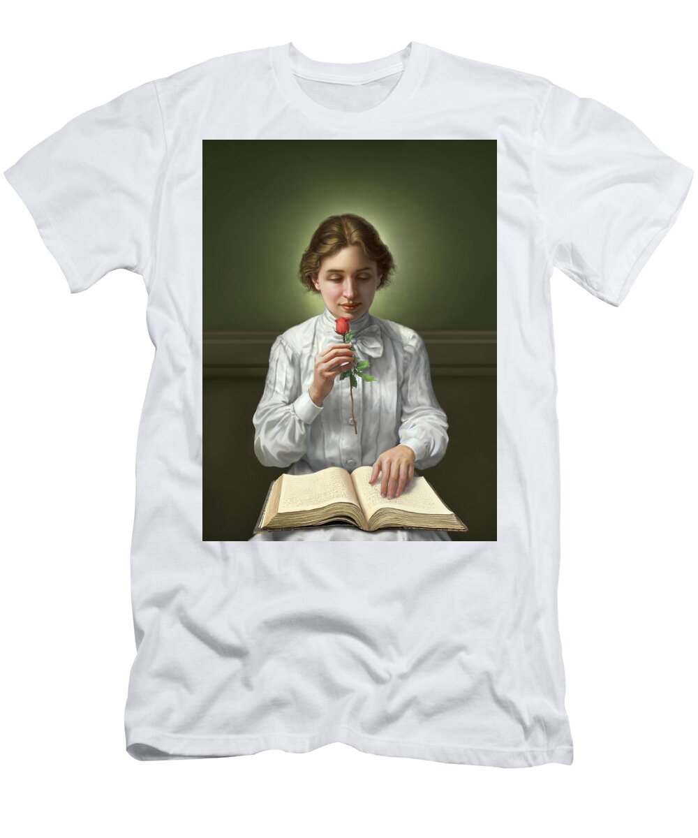Helen Keller T-Shirt featuring the digital art Helen Keller by Mark Fredrickson