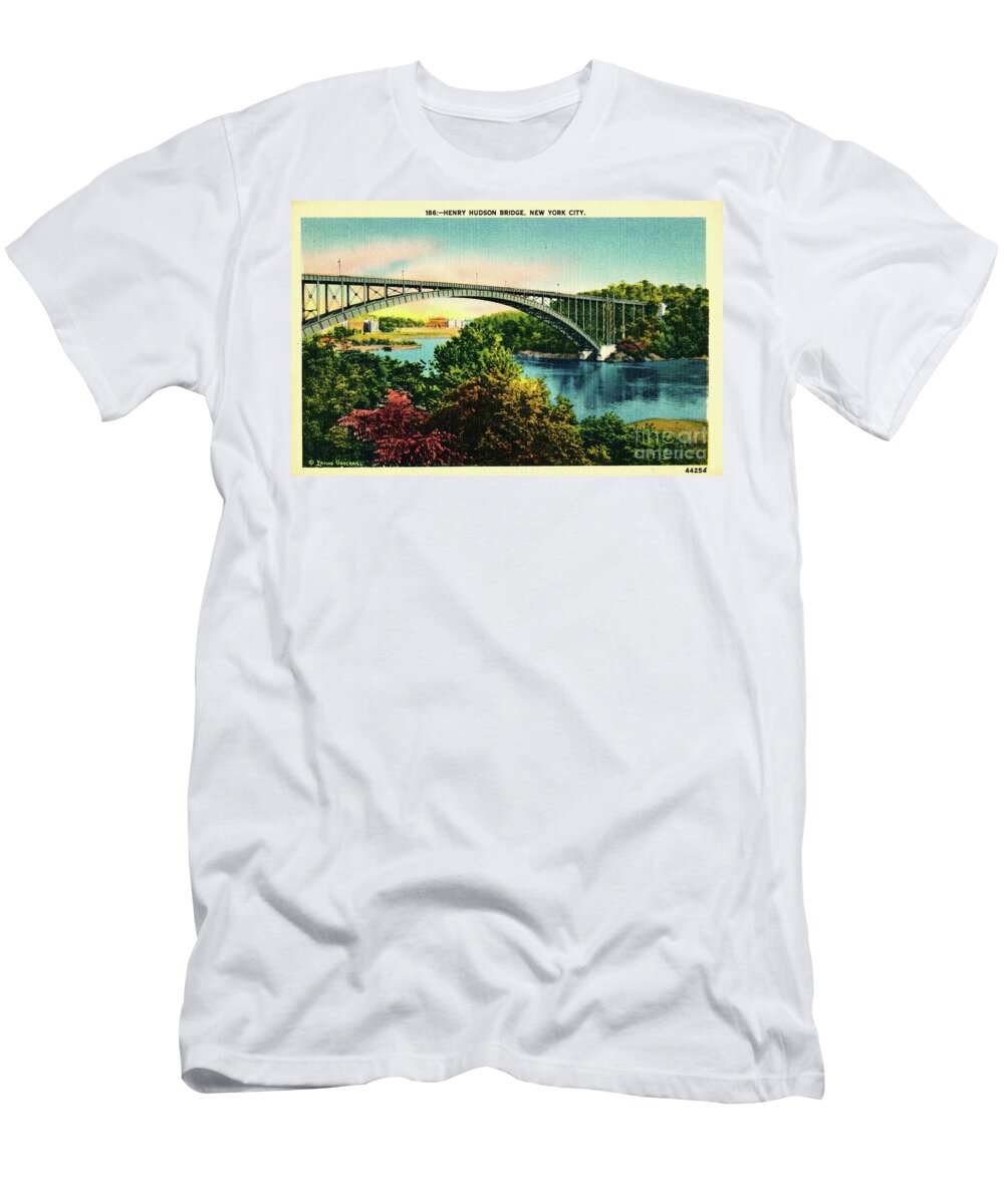 Postcard T-Shirt featuring the photograph Henry Hudson Bridge Postcard by Cole Thompson