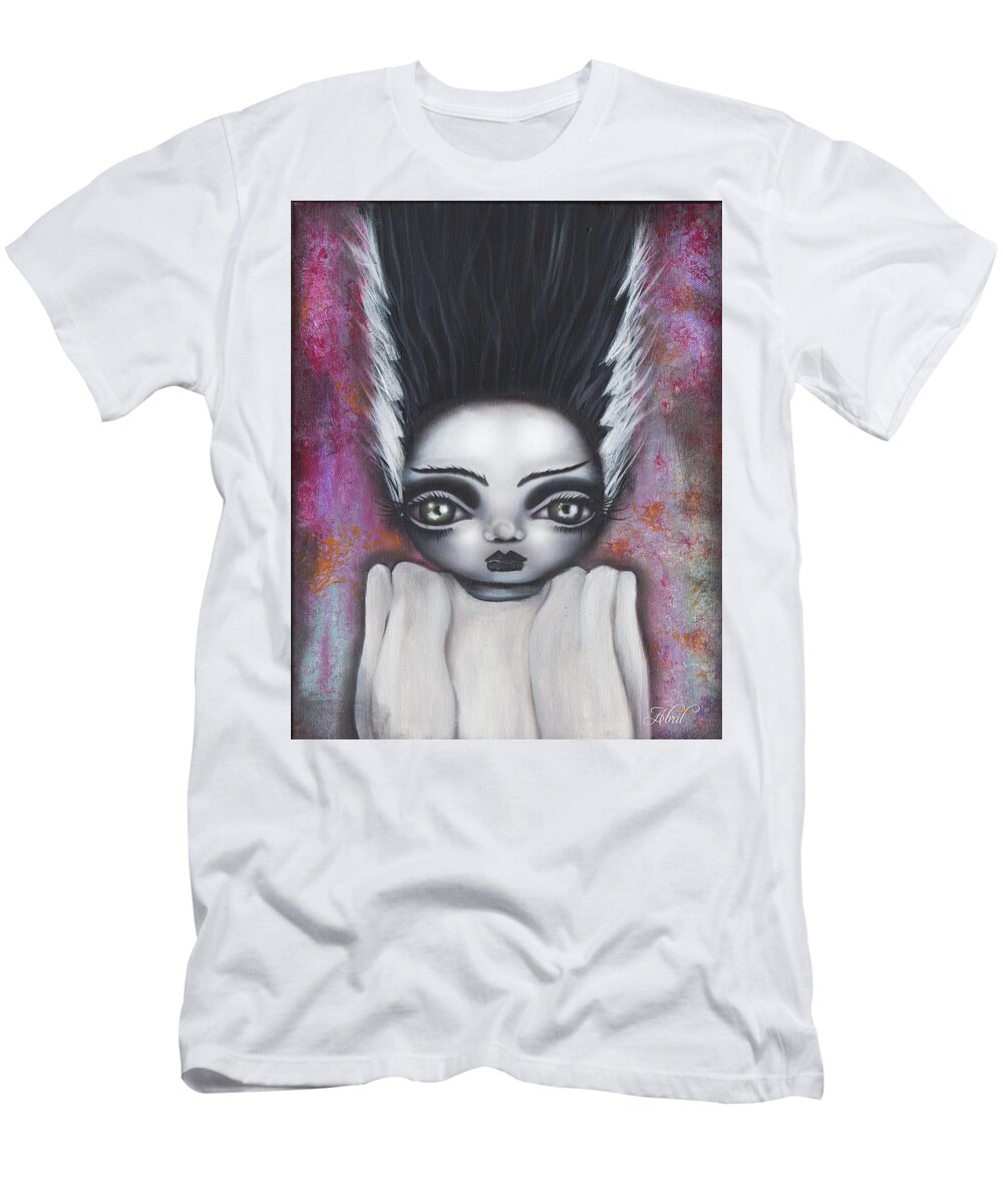 Bride Of Frankenstein T-Shirt featuring the painting Here comes the Bride by Abril Andrade