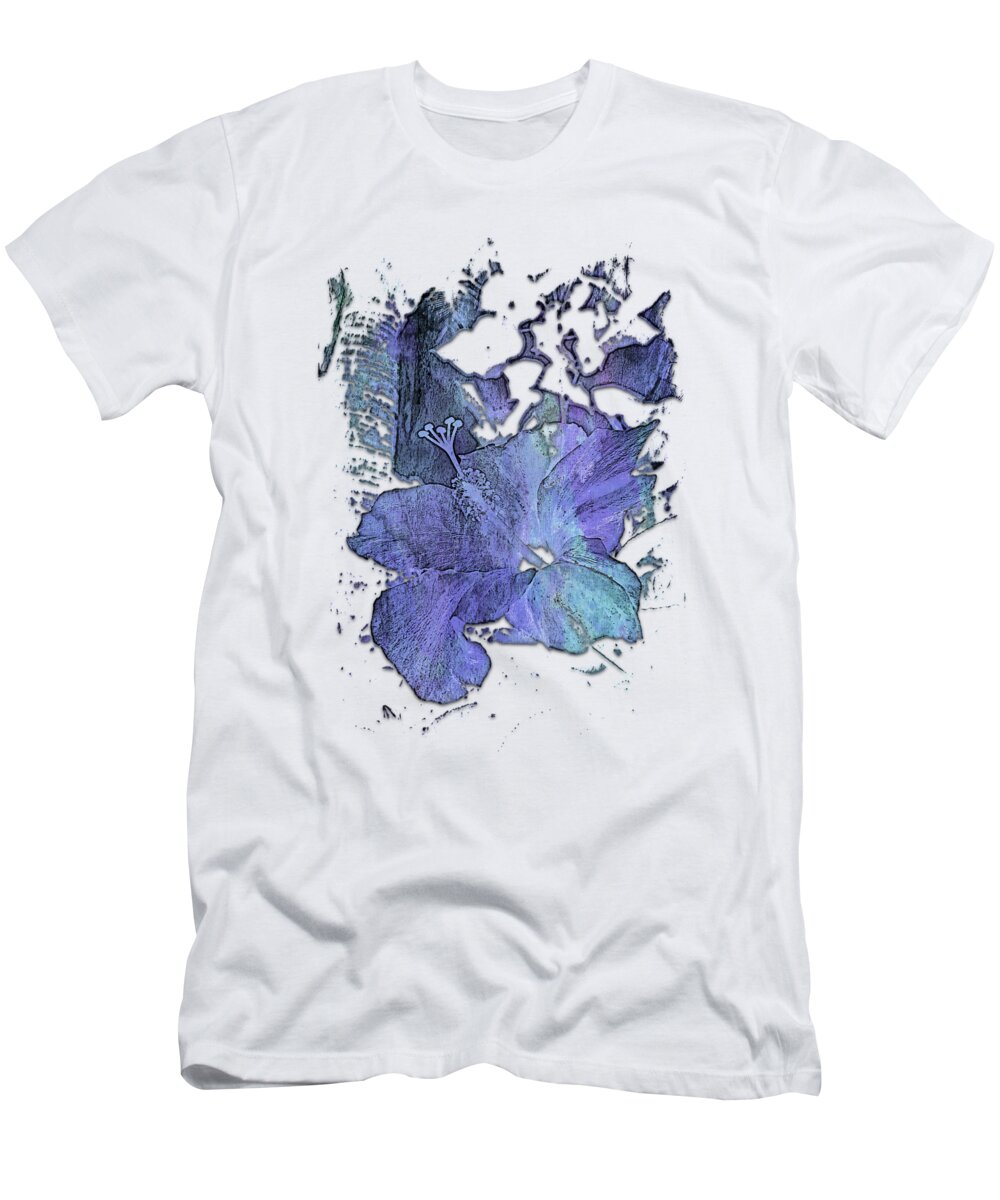 Berry T-Shirt featuring the digital art Hibiscus S D Z Berry Blues 3 Dimensional by DiDesigns Graphics