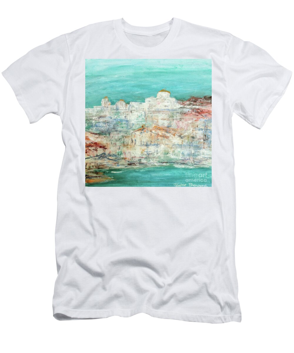 Painting T-Shirt featuring the painting Highlights on Skiathos by Jackie Sherwood
