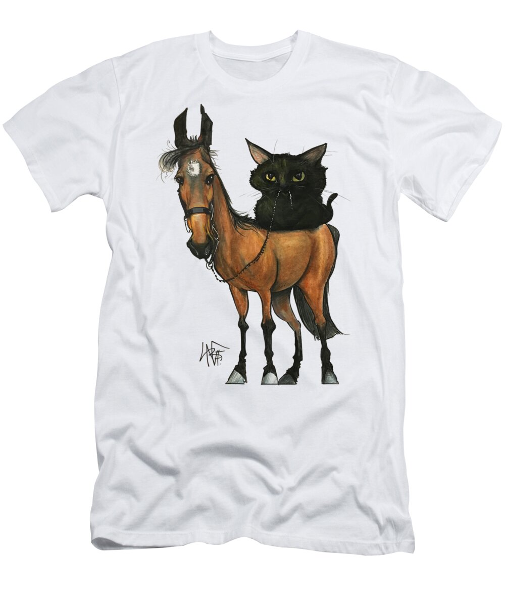 Pet Portrait T-Shirt featuring the drawing Hine 3036 by Canine Caricatures By John LaFree