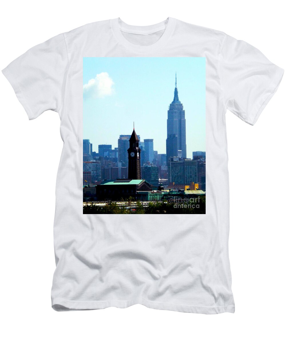 New York City T-Shirt featuring the photograph Hoboken and New York by James Aiken