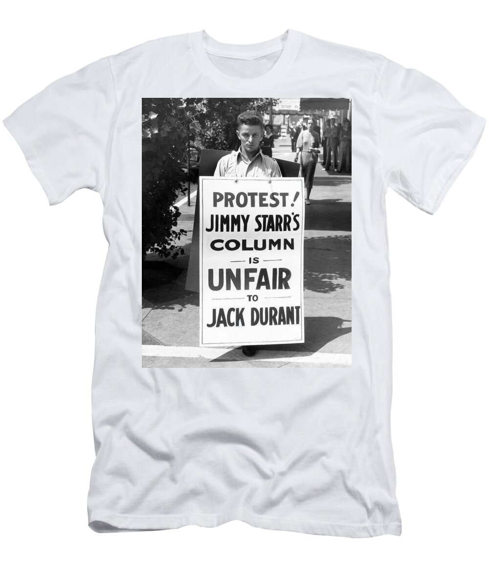 1930s T-Shirt featuring the photograph Hollywood Protest by Underwood Archives