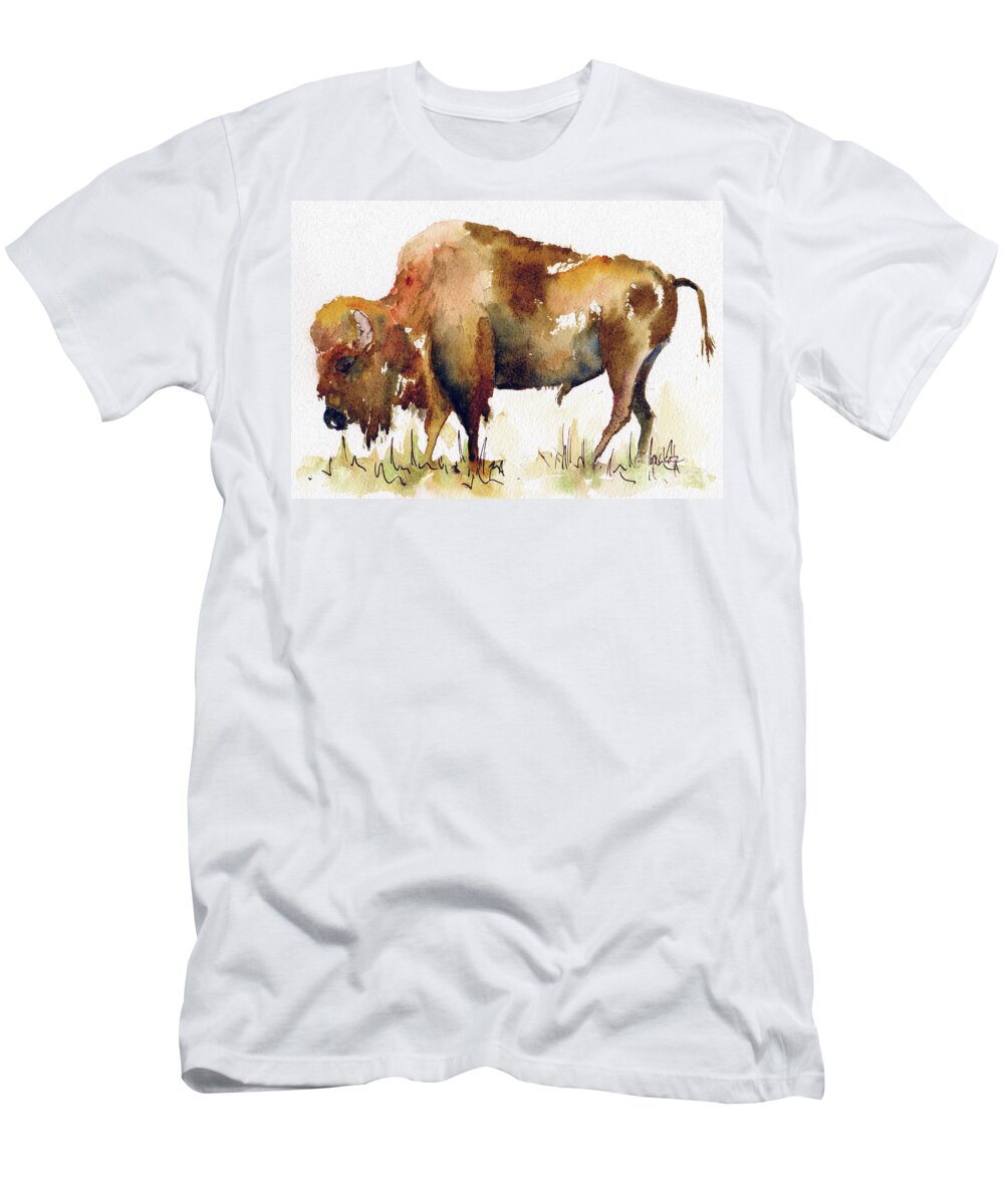 Impressionism T-Shirt featuring the painting Home On The Range Buffalo by Pat Katz
