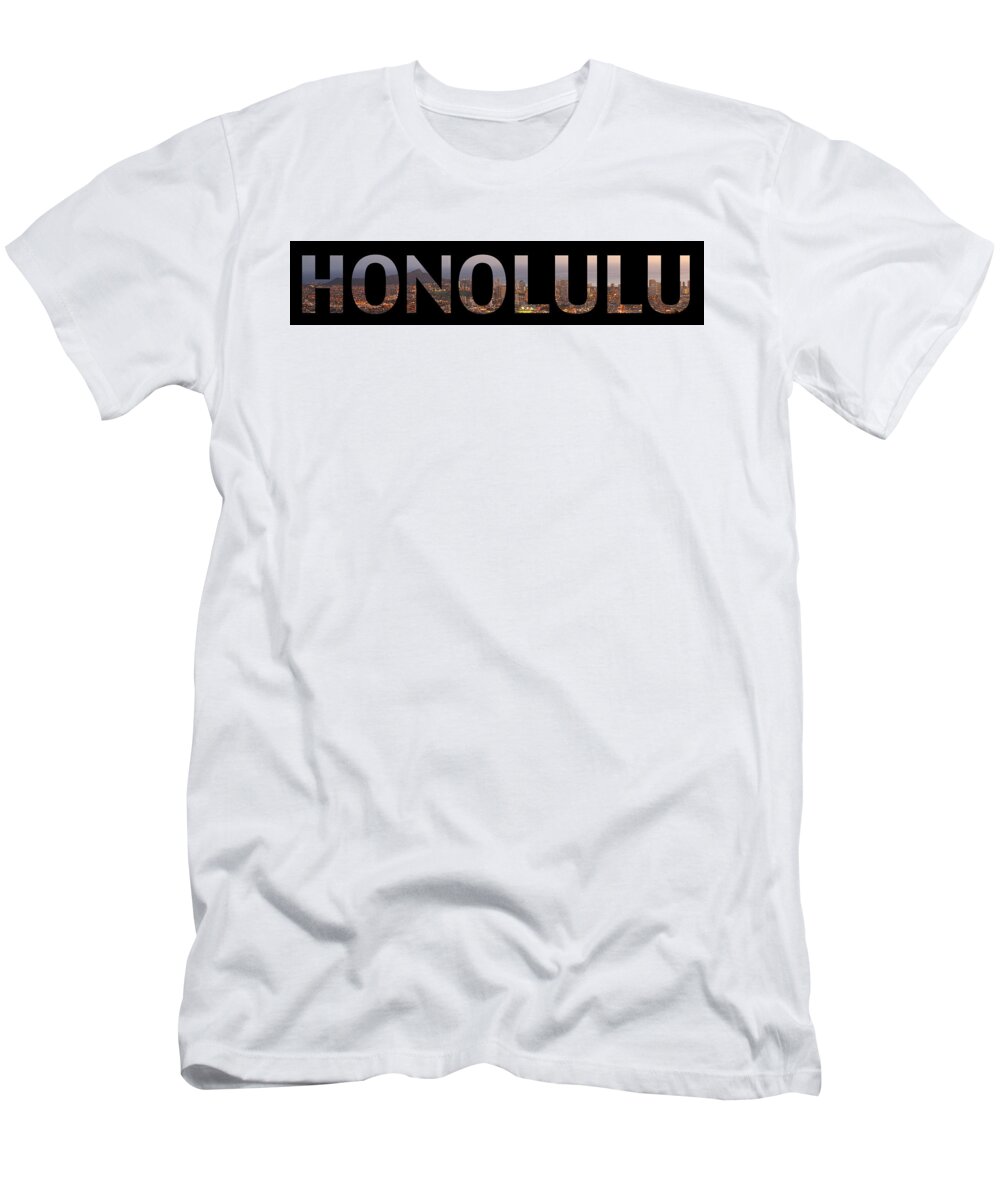 Pillow T-Shirt featuring the photograph HONOLULU Letter Art by Saya Studios