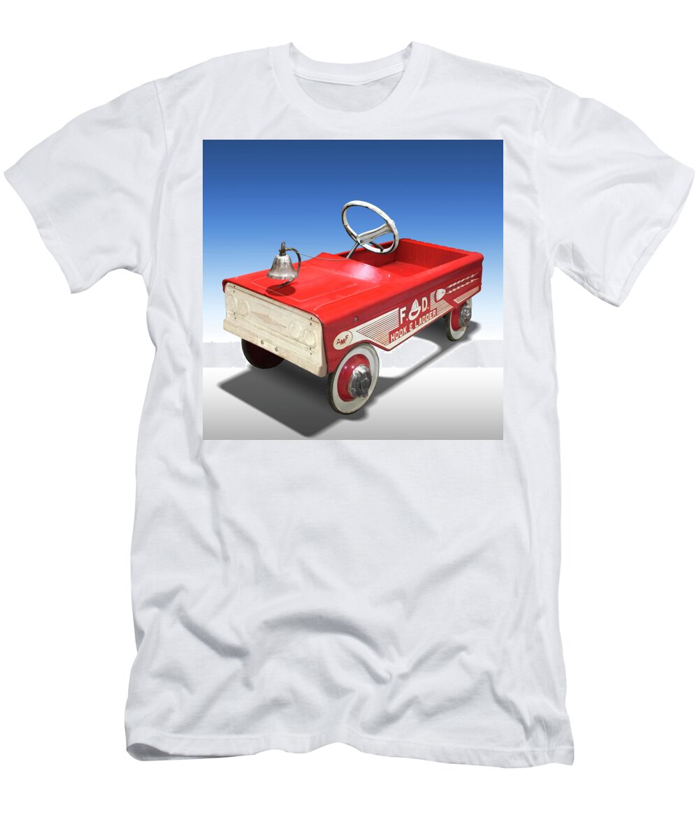 Peddle Car T-Shirt featuring the photograph Hook and Ladder Peddle Car by Mike McGlothlen