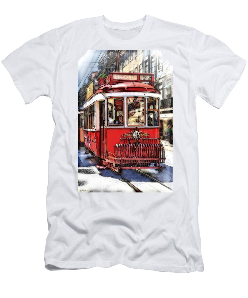 Tram T-Shirt featuring the digital art Hop On Hop Off by Pennie McCracken