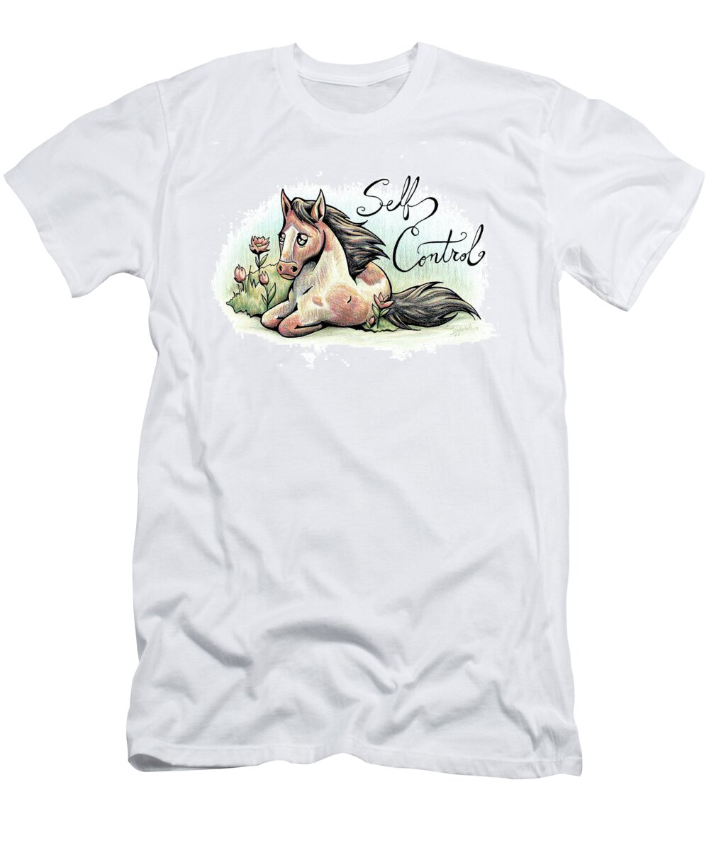 Inspirational T-Shirt featuring the drawing Inspirational Animal PONY by Sipporah Art and Illustration