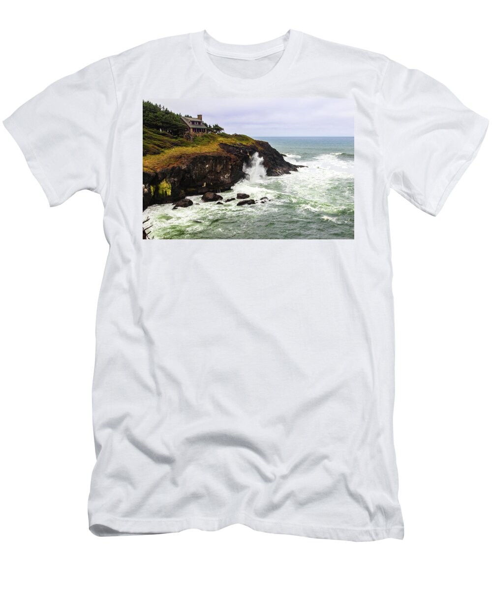 Coast T-Shirt featuring the photograph House on Coastal Cliff, Oregon by Aashish Vaidya