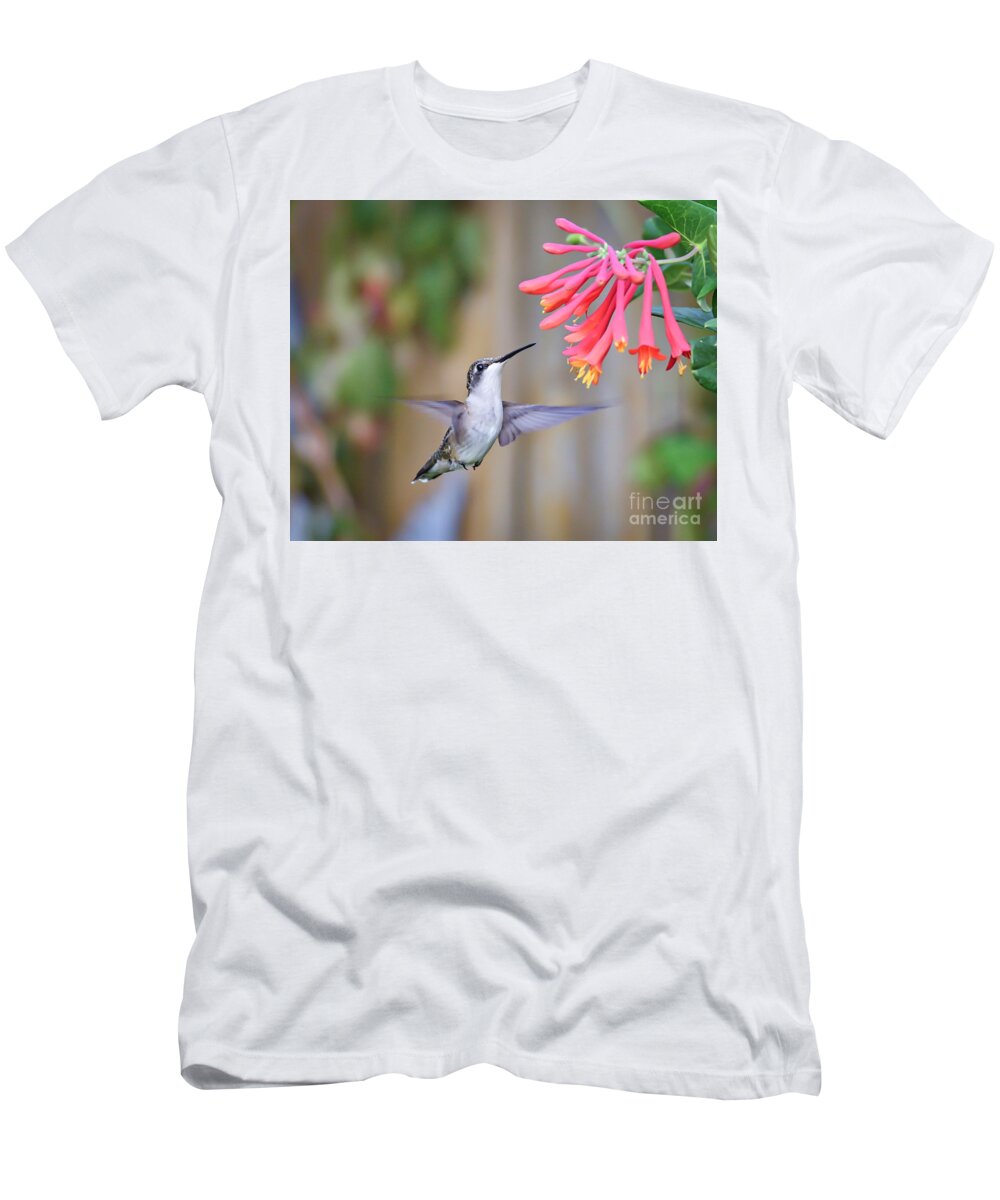 Hummingbird T-Shirt featuring the photograph Hummingbird Happiness 2 by Kerri Farley