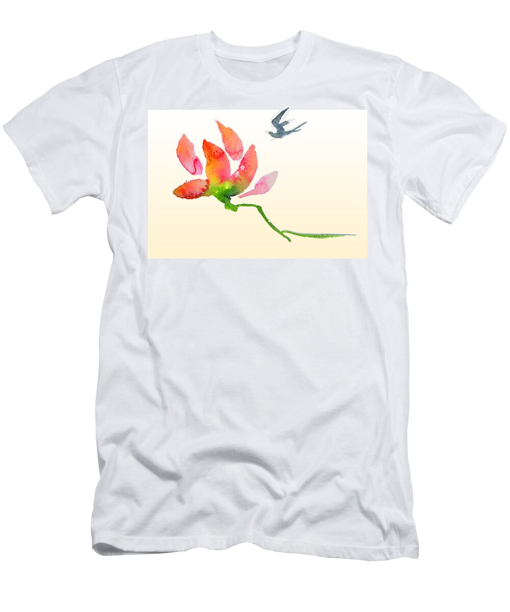 Birds T-Shirt featuring the painting i Am Flying To You by Miki De Goodaboom