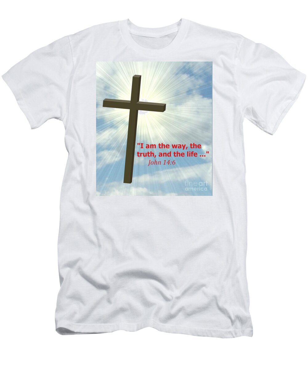 Scripture T-Shirt featuring the digital art I Am the Way-2 by Charles Robinson