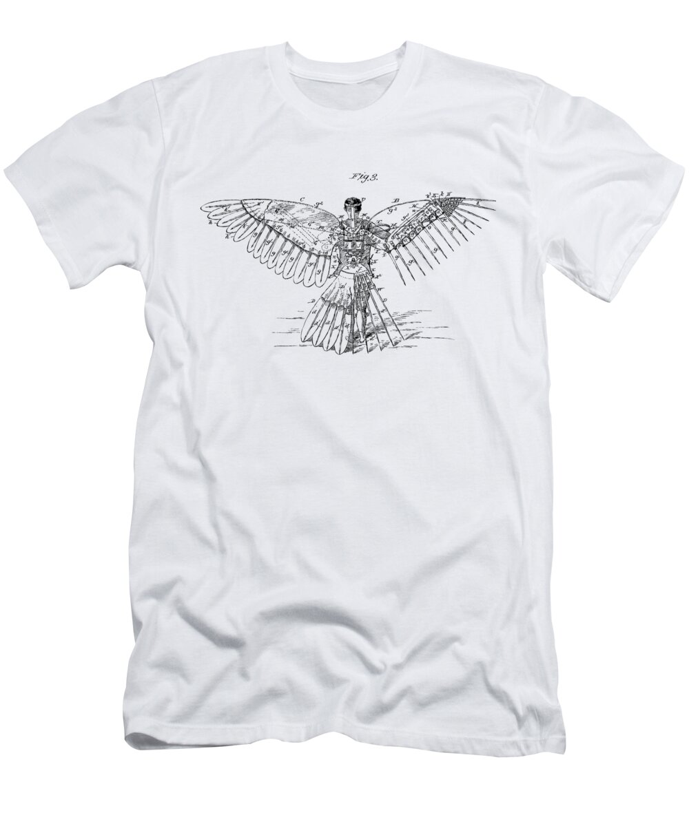 Patent T-Shirt featuring the digital art Icarus Human Flight Patent Artwork - Vintage by Nikki Smith