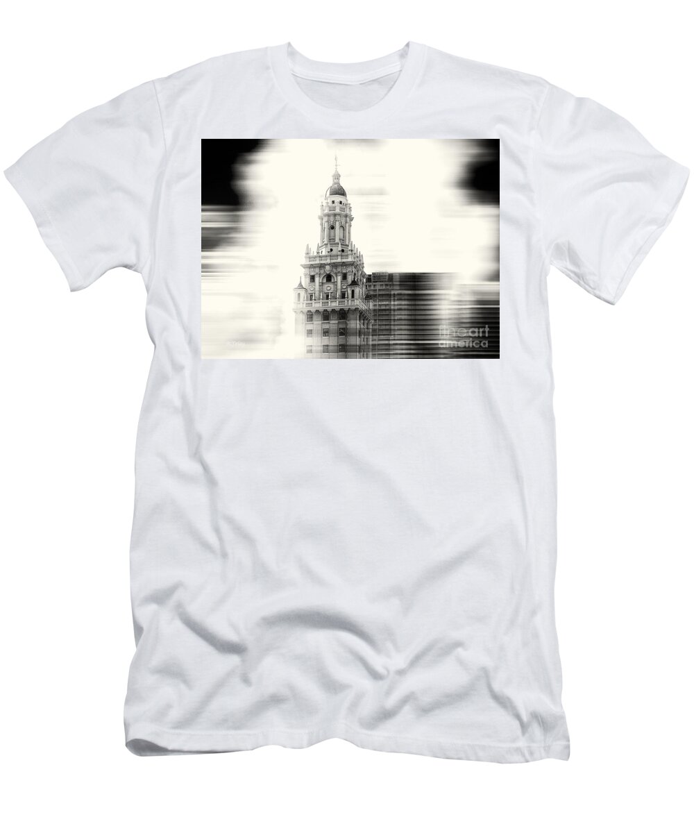 Freedom Tower T-Shirt featuring the photograph Iconic Freedom Tower Miami BW by Rene Triay FineArt Photos