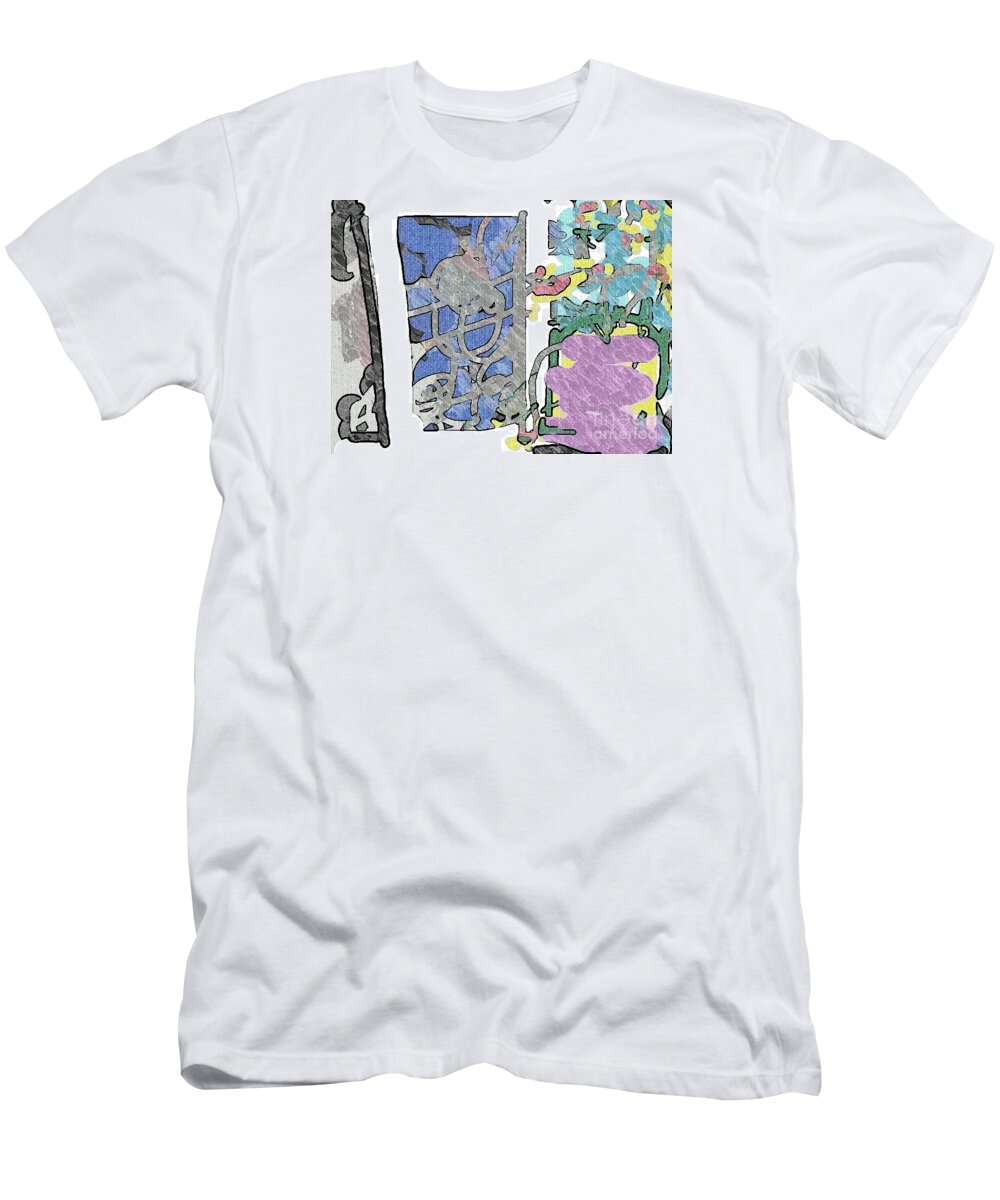 Abstract T-Shirt featuring the painting In between window and flowers by Subrata Bose