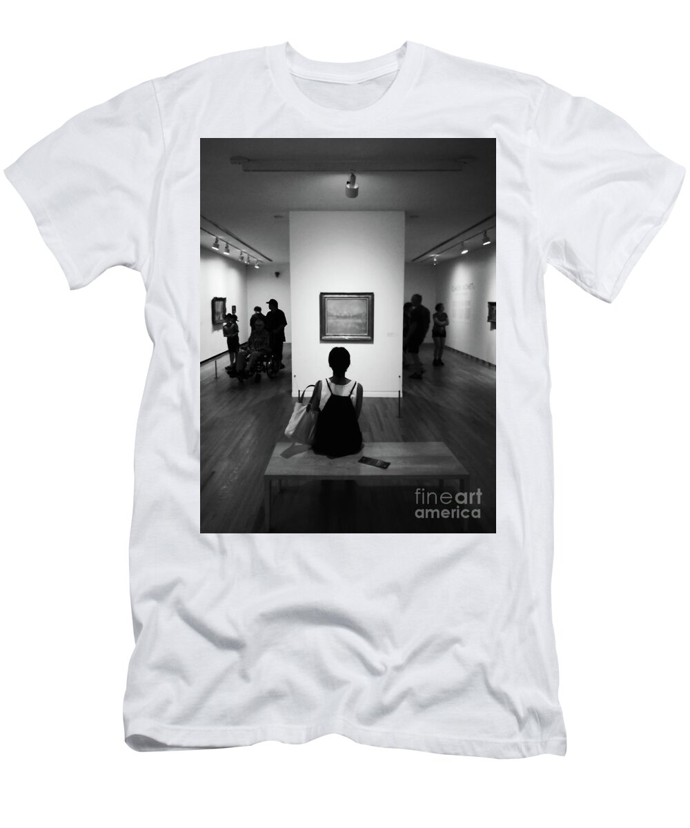 Black And White T-Shirt featuring the photograph In Front Of Monet's Painting by Fei A