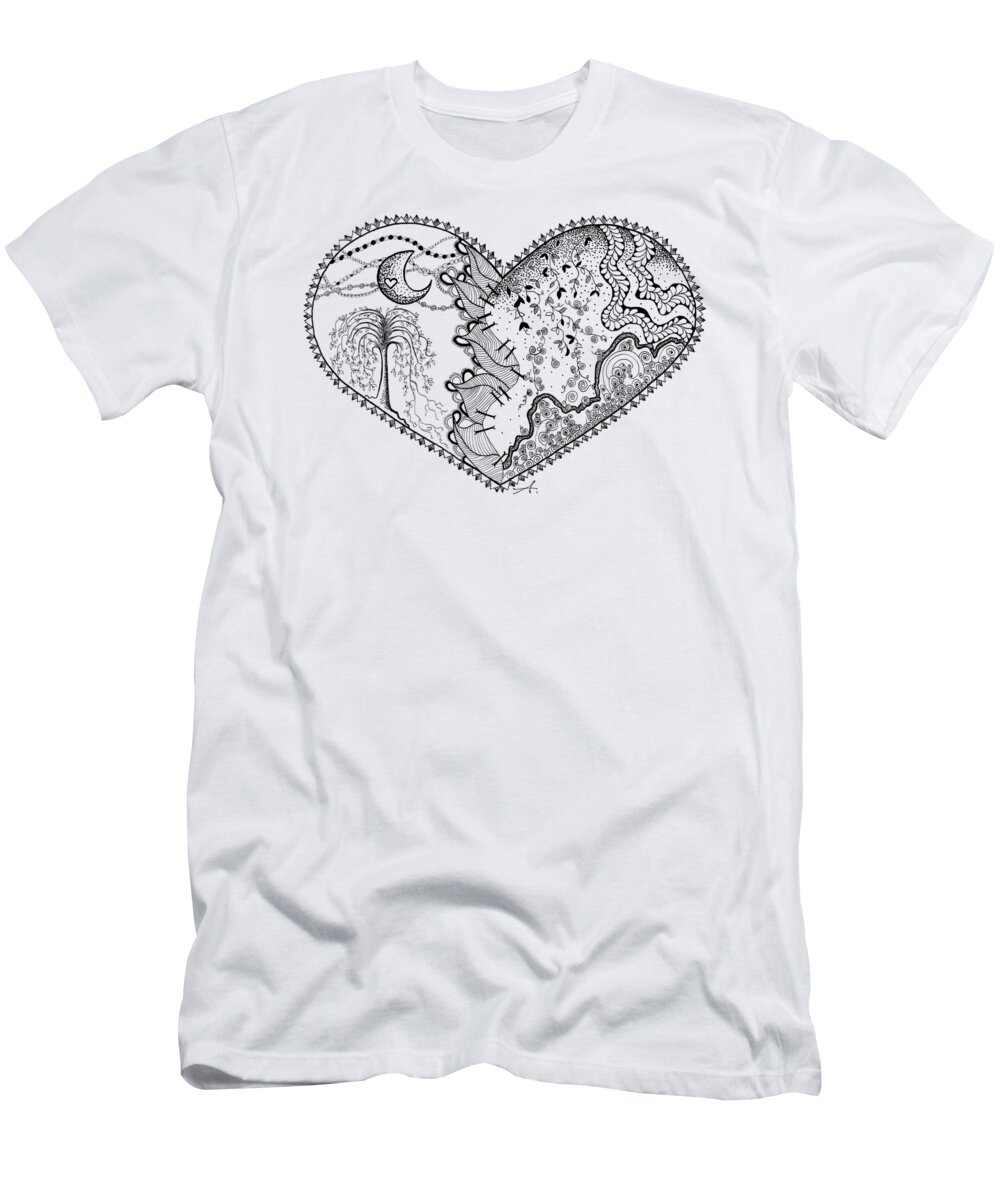 Broken Heart T-Shirt featuring the drawing Repaired Heart by Ana V Ramirez