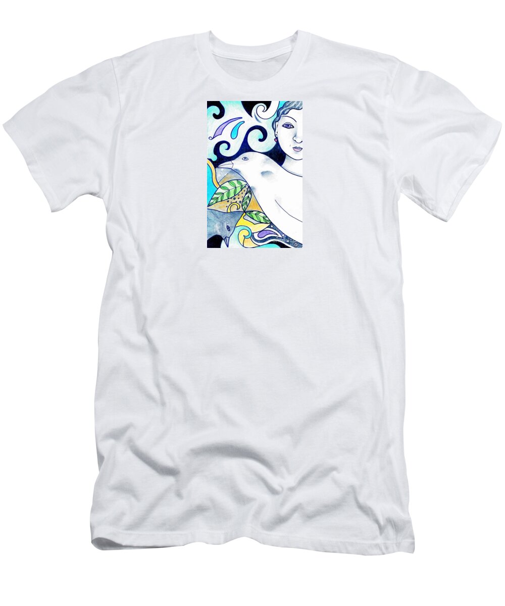 Woman T-Shirt featuring the drawing In The Spirit Of Unity 1 by Helena Tiainen