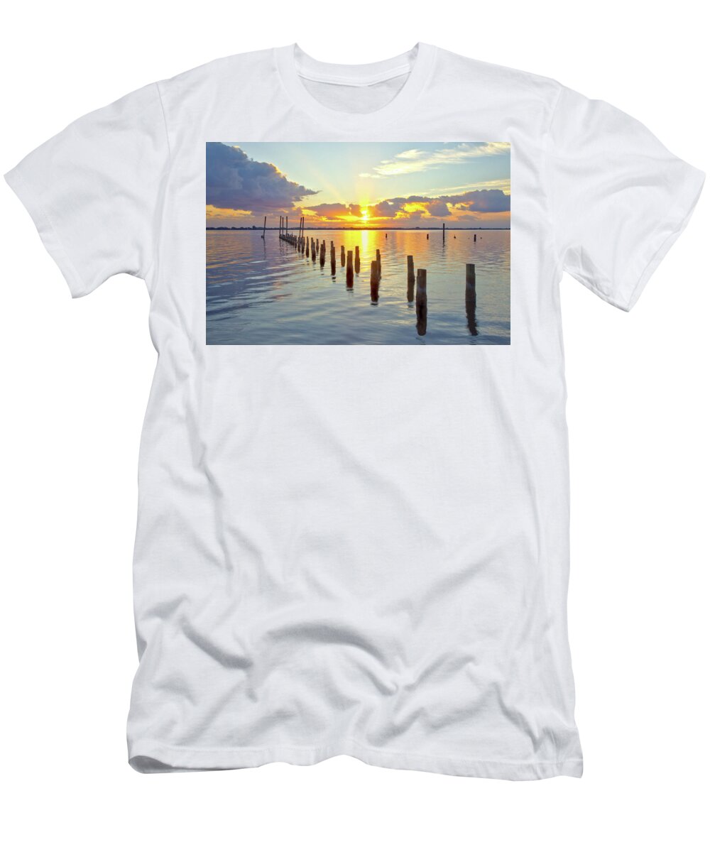 16323 T-Shirt featuring the photograph Indian River Sunrise by Gordon Elwell