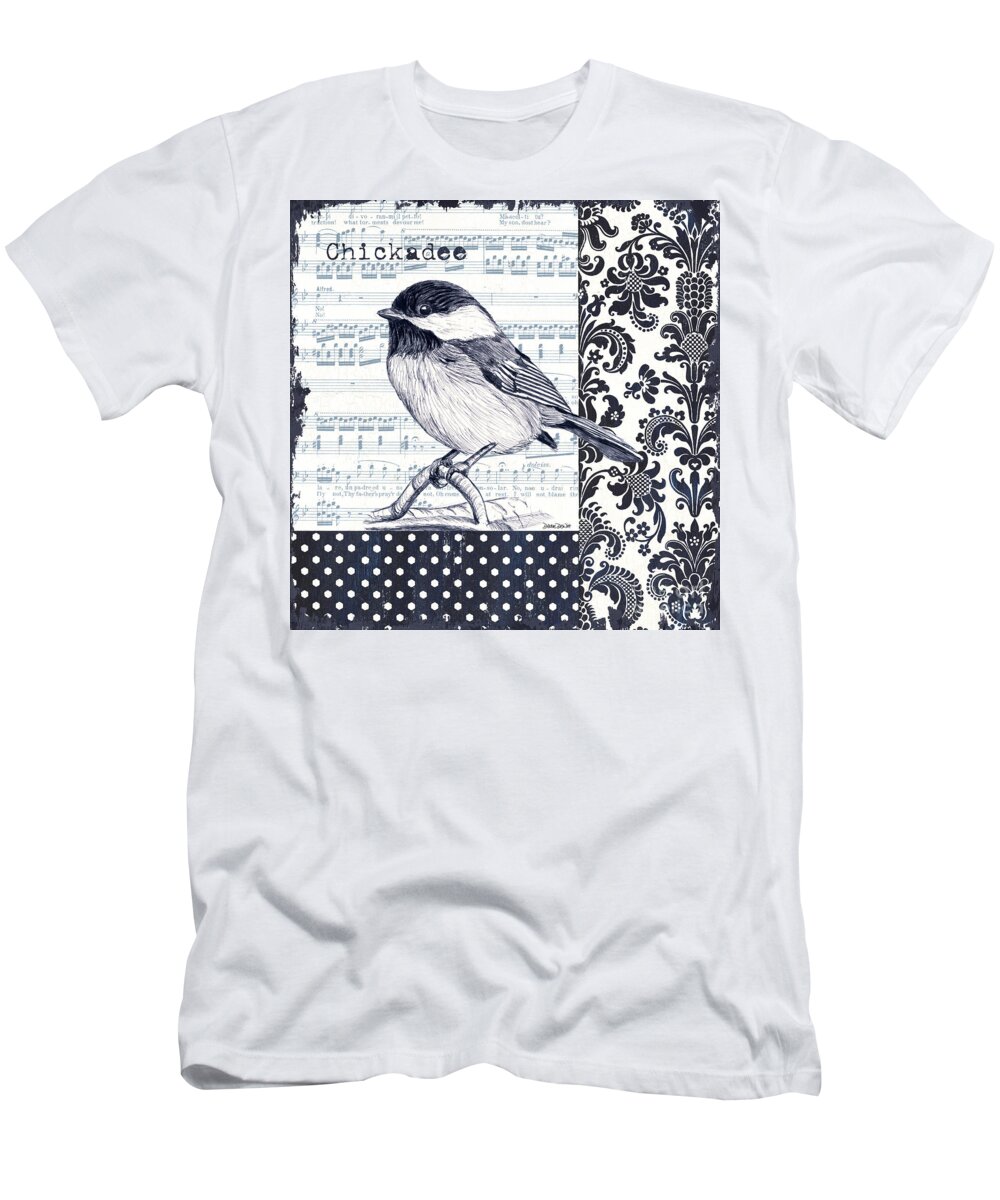 Bird T-Shirt featuring the painting Indigo Vintage Songbird 2 by Debbie DeWitt