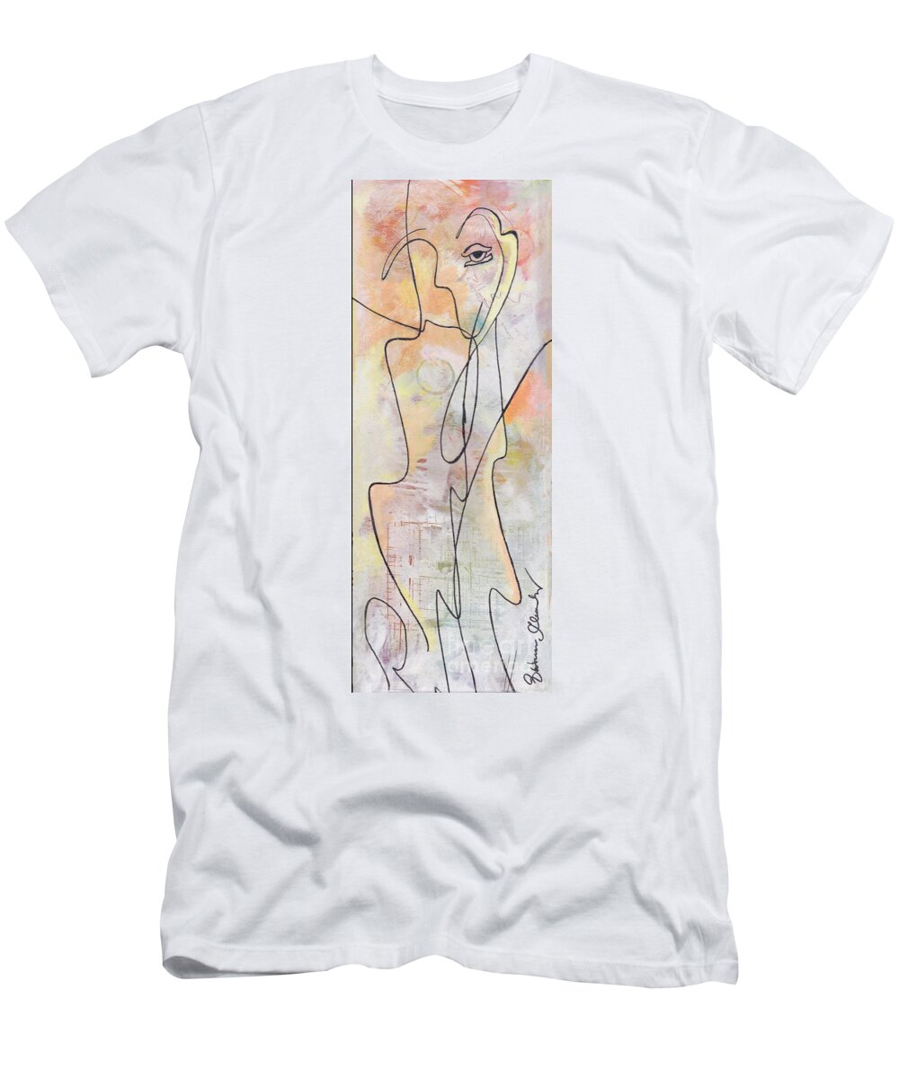 Figures T-Shirt featuring the painting Ink on Paint by Patricia Cleasby
