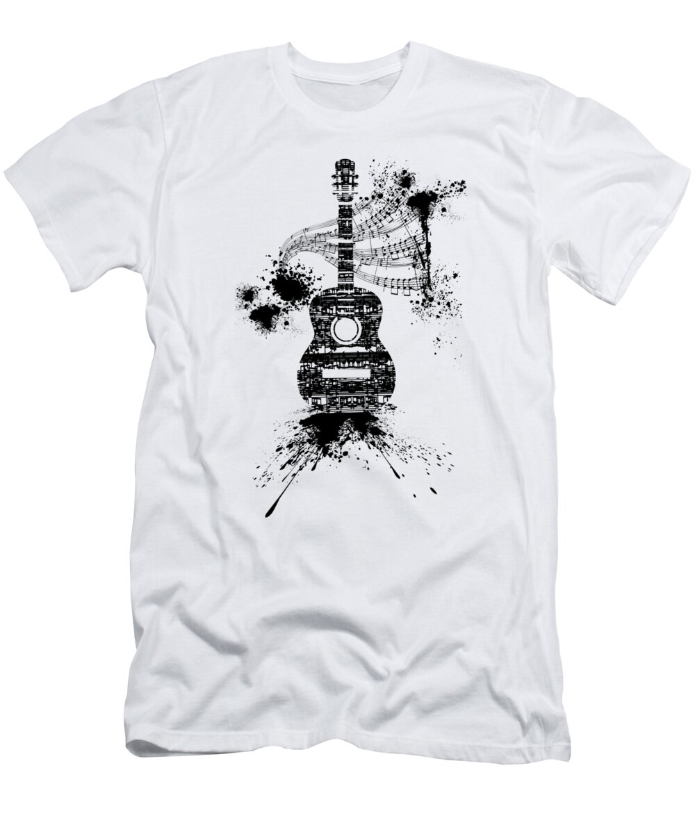 Ink T-Shirt featuring the digital art Inked Guitar Transparent Background by Barbara St Jean