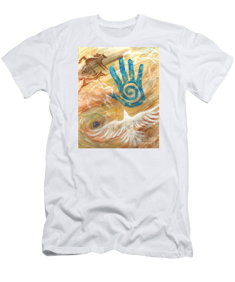 Shaman T-Shirt featuring the painting Inner Journey by Brandy Woods