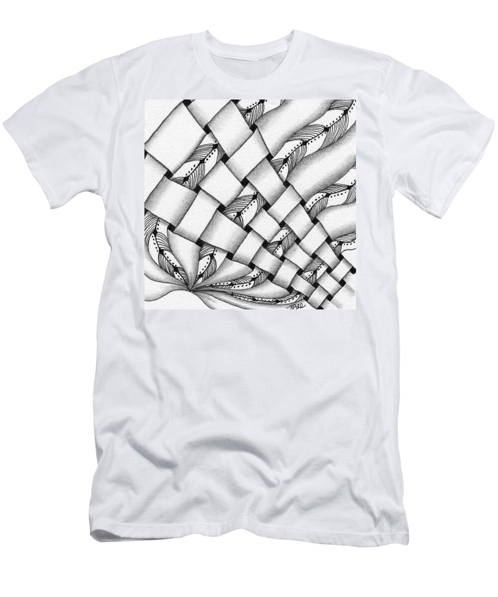 Zentangle T-Shirt featuring the drawing Interwoven by Jan Steinle