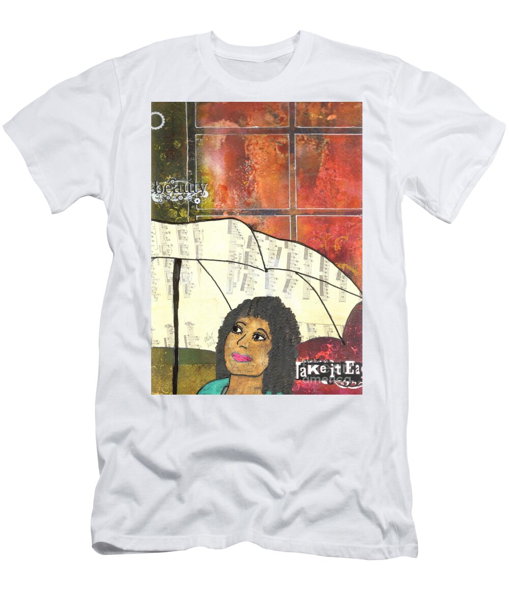 Acrylic T-Shirt featuring the mixed media Into EVERY Life Some Rain Must Fall... SING Anyway by Angela L Walker