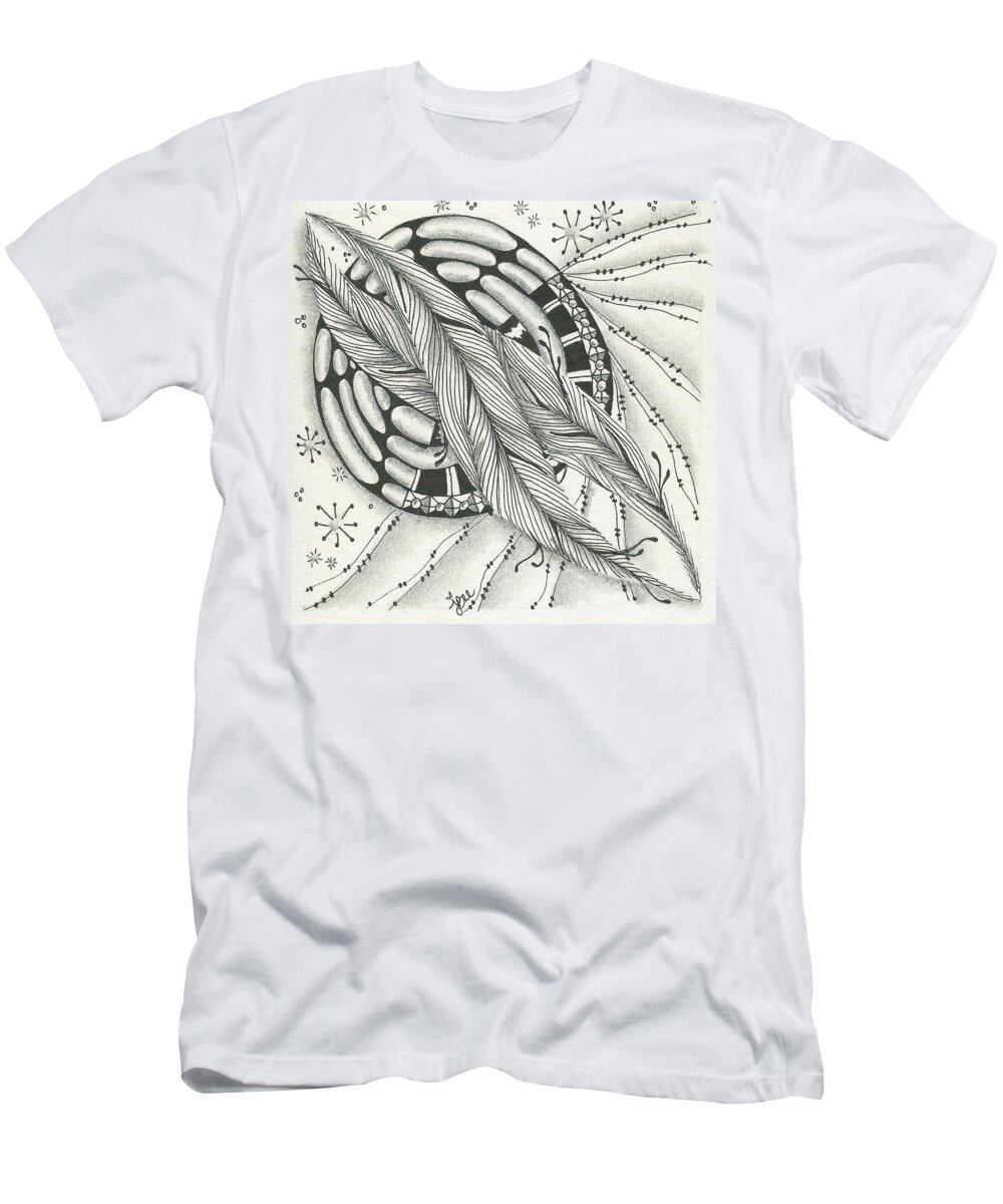 Zentangle T-Shirt featuring the drawing Into Orbit by Jan Steinle