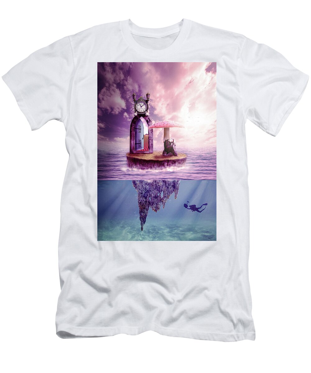 Perspective T-Shirt featuring the digital art Island Dreaming by Nathan Wright
