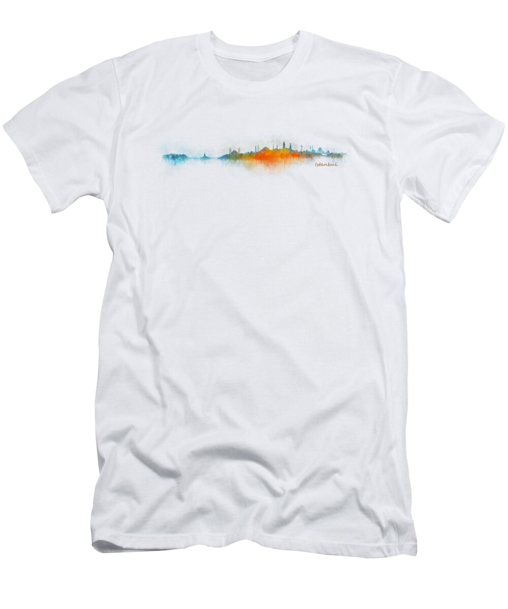 Istanbul T-Shirt featuring the digital art Istanbul city skyline HQ v03 by HQ Photo