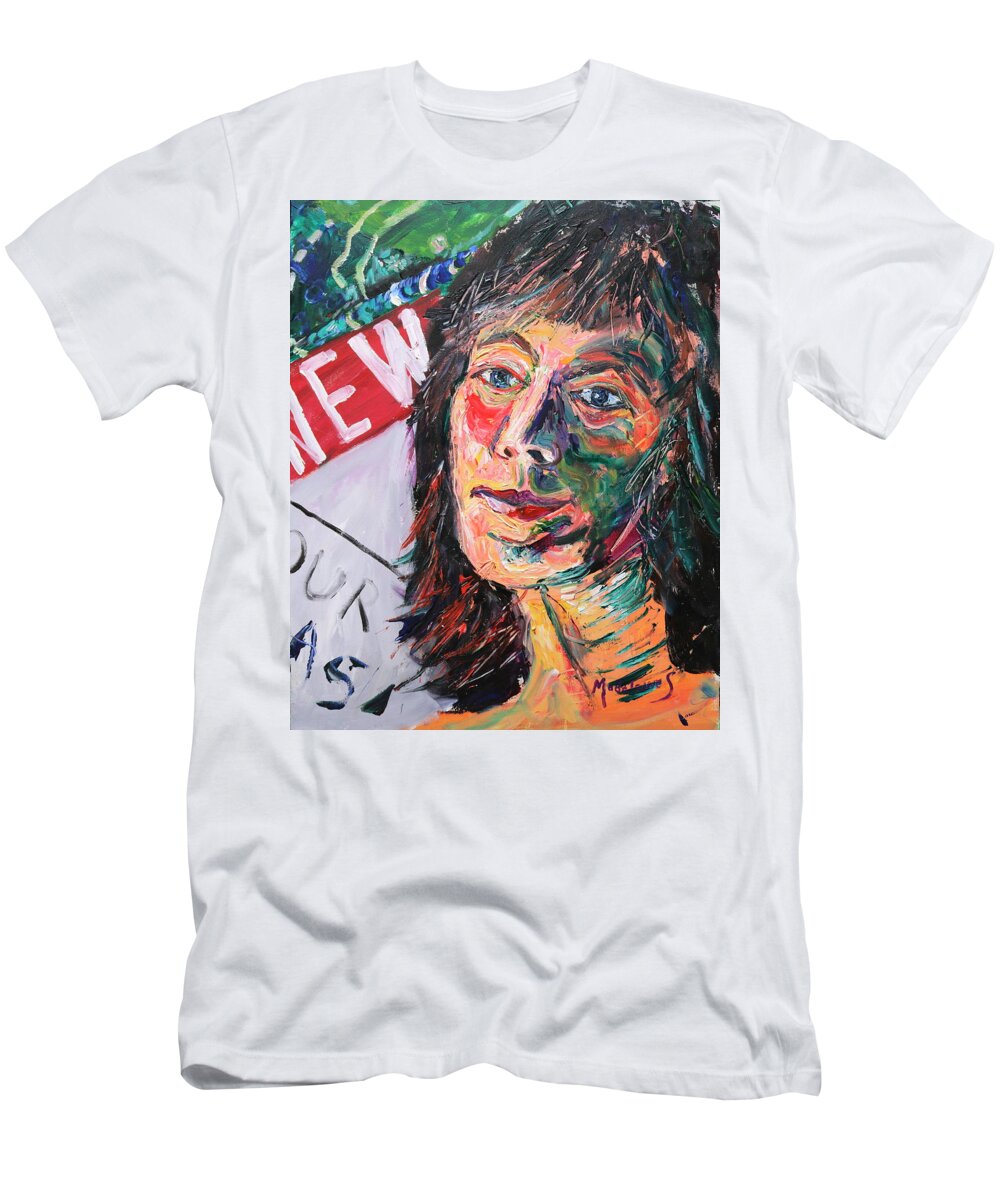 Portraits T-Shirt featuring the painting It's a New Day by Madeleine Shulman