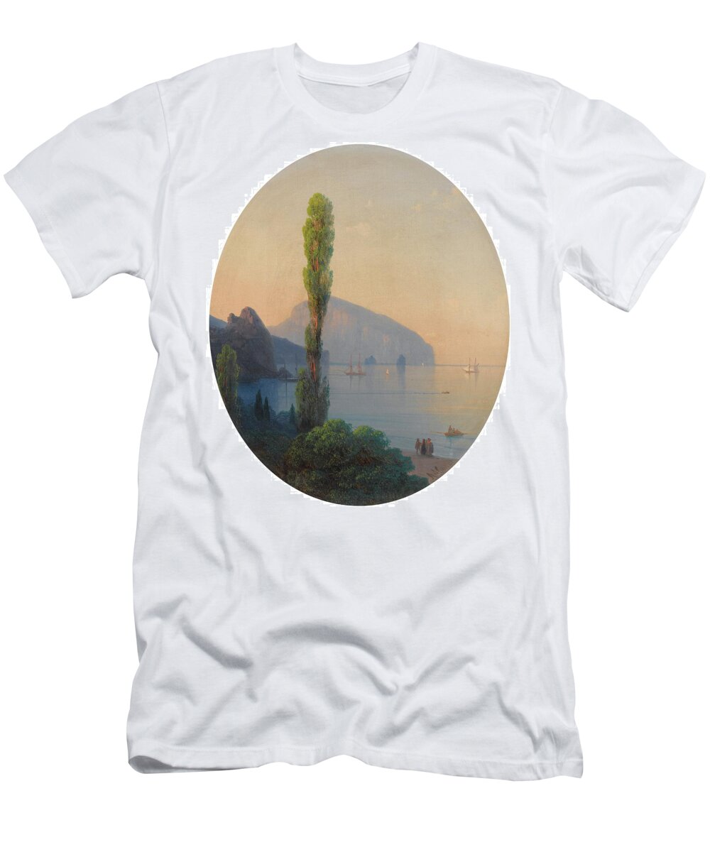 Ivan Konstantinovich Aivazovsky 1817-1900 View Of The Ayu Dag T-Shirt featuring the painting Ivan Konstantinovich Aivazovsky by View Of The Ayu Dag