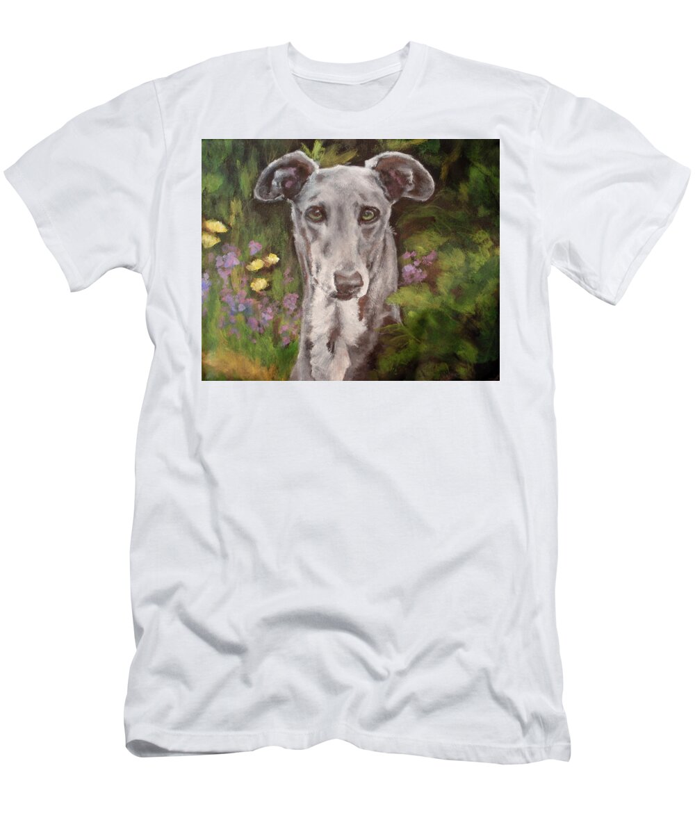 Greyhound T-Shirt featuring the painting Jagger by Carol Russell