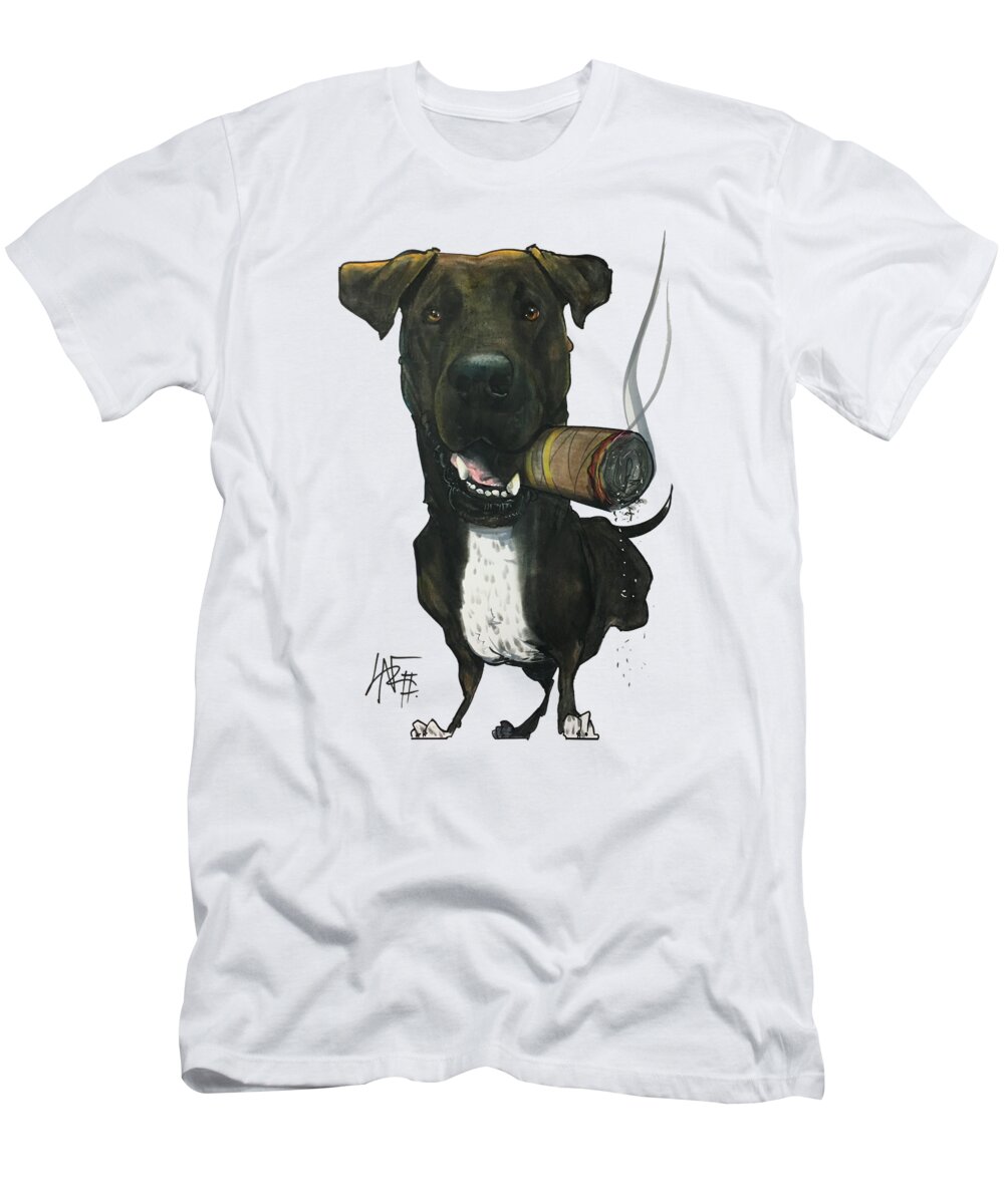 Pet Portrait T-Shirt featuring the drawing Jawad 7-1481 by Canine Caricatures By John LaFree