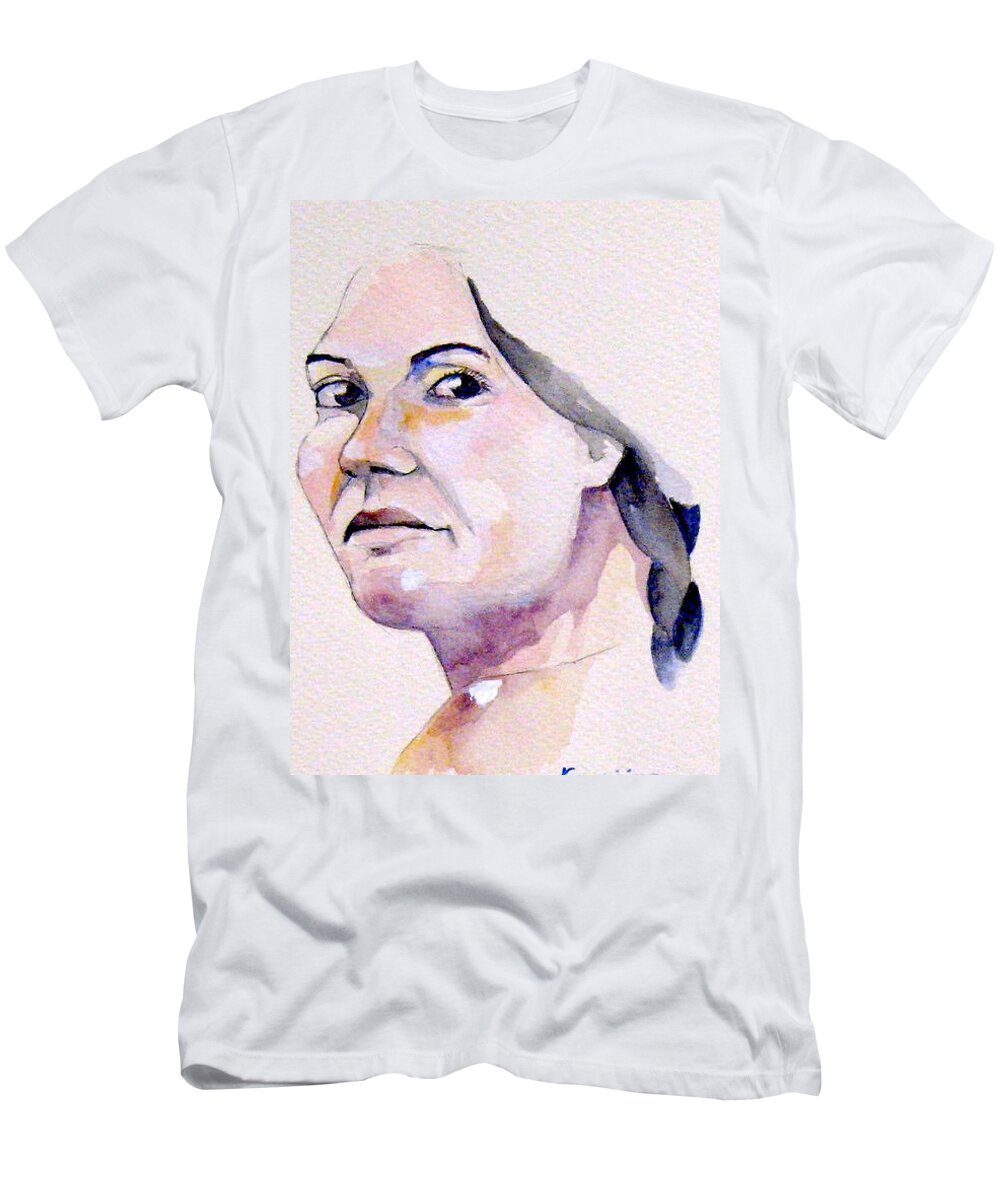 Female Portrait T-Shirt featuring the painting Jenny by Ray Agius