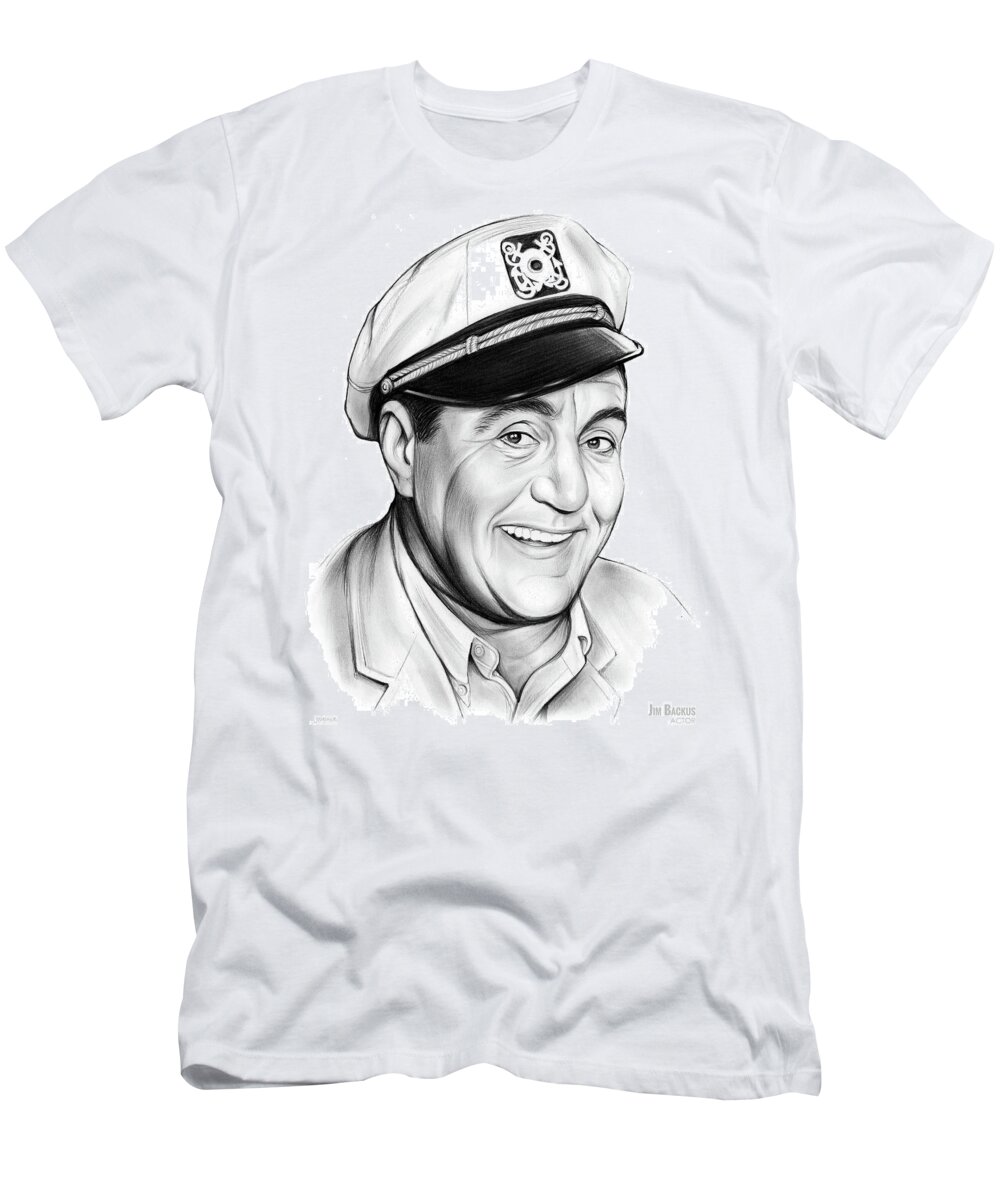 Jim Backus T-Shirt featuring the drawing Jim Backus by Greg Joens