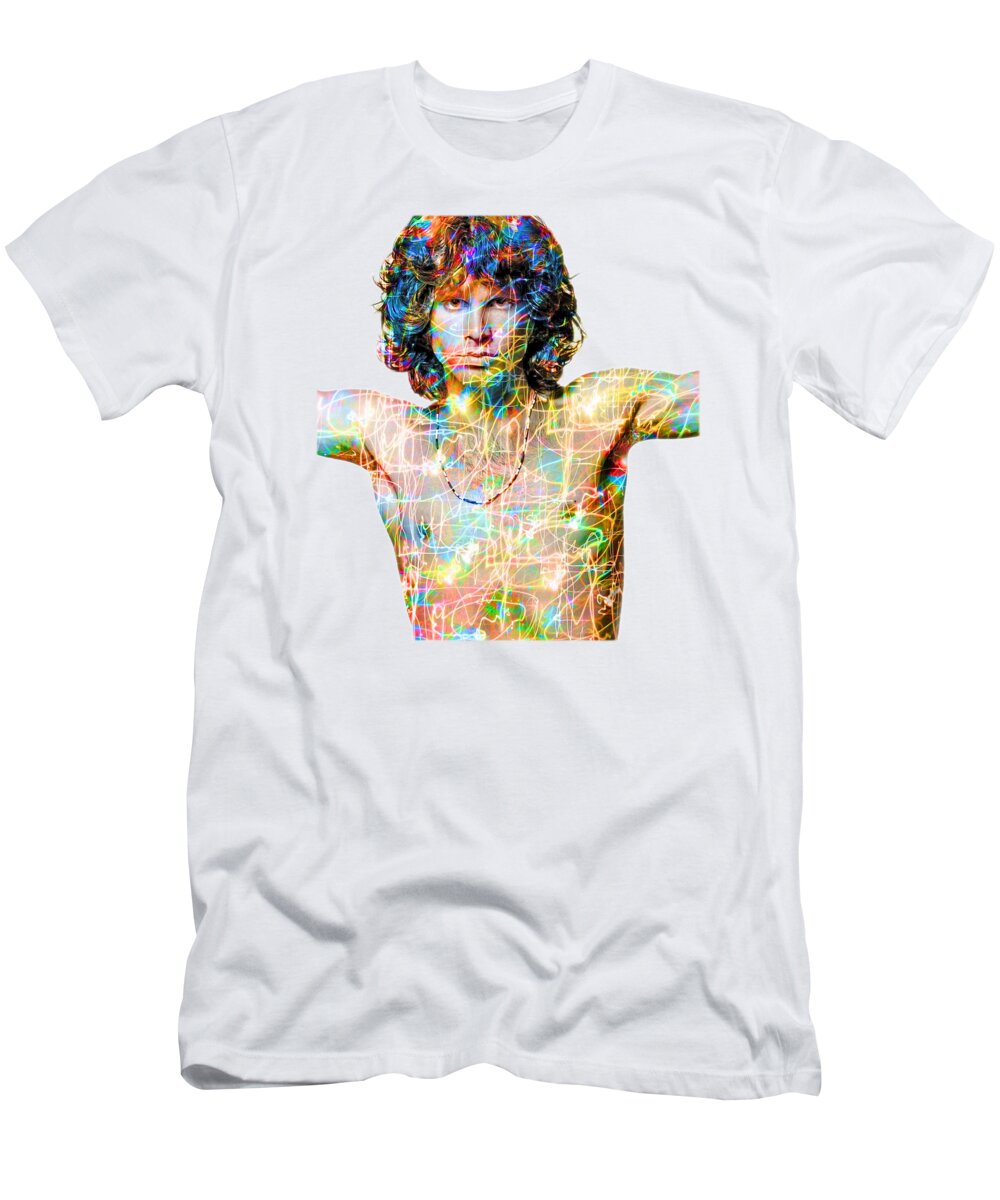 Jim Morrison T-Shirt featuring the digital art Jim Morrison The Doors by Mal Bray