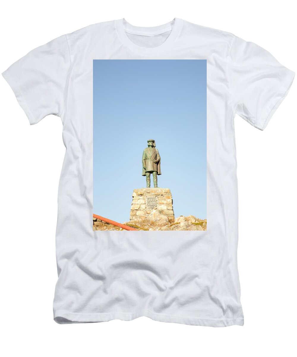Bonavista T-Shirt featuring the photograph John Cabot memorial, Bonavista, Newfoundland, Canada by Karen Foley