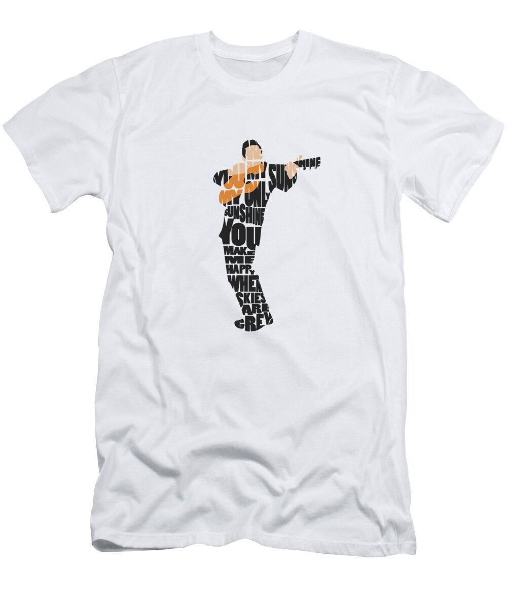 Johnny Cash T-Shirt featuring the painting Johnny Cash Typography Art by Inspirowl Design