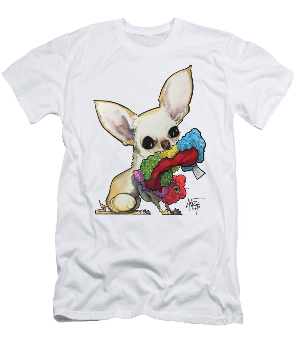 Pet Portrait T-Shirt featuring the drawing Johnson 3331 by Canine Caricatures By John LaFree