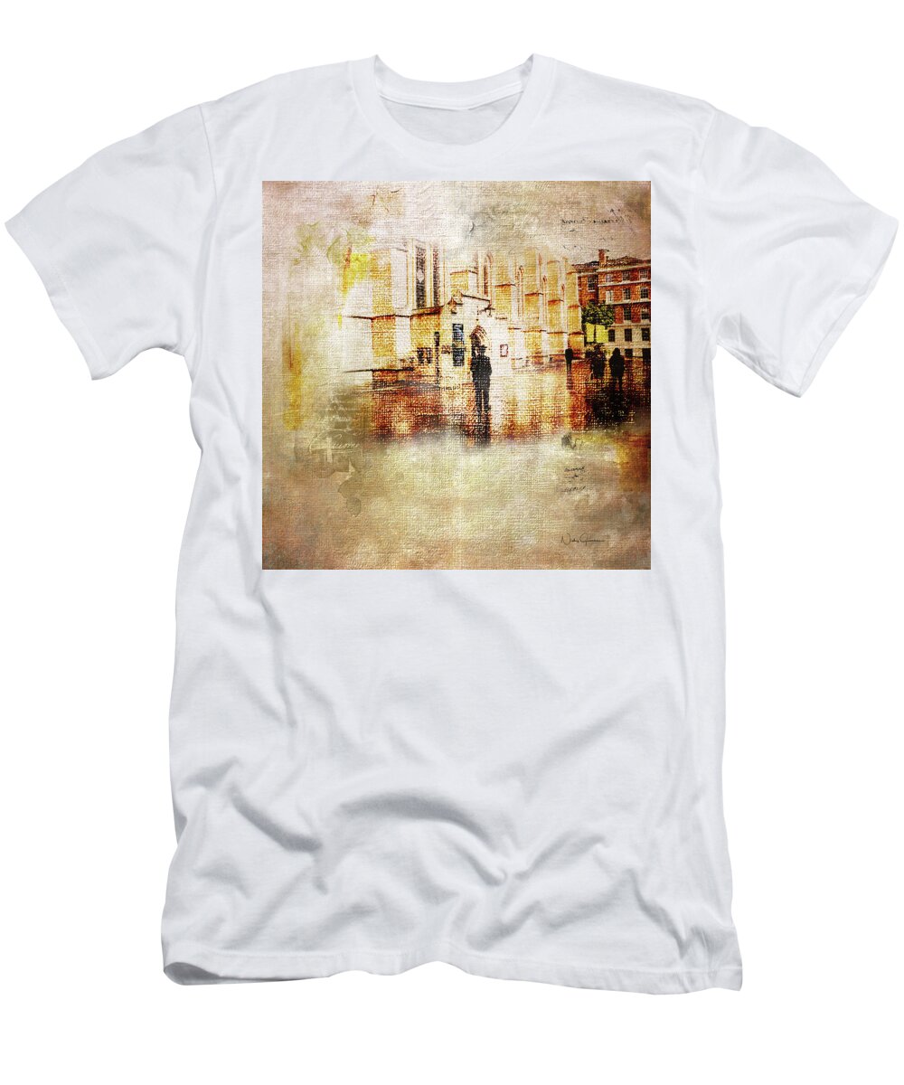 London T-Shirt featuring the digital art Just Light - Middle Temple by Nicky Jameson