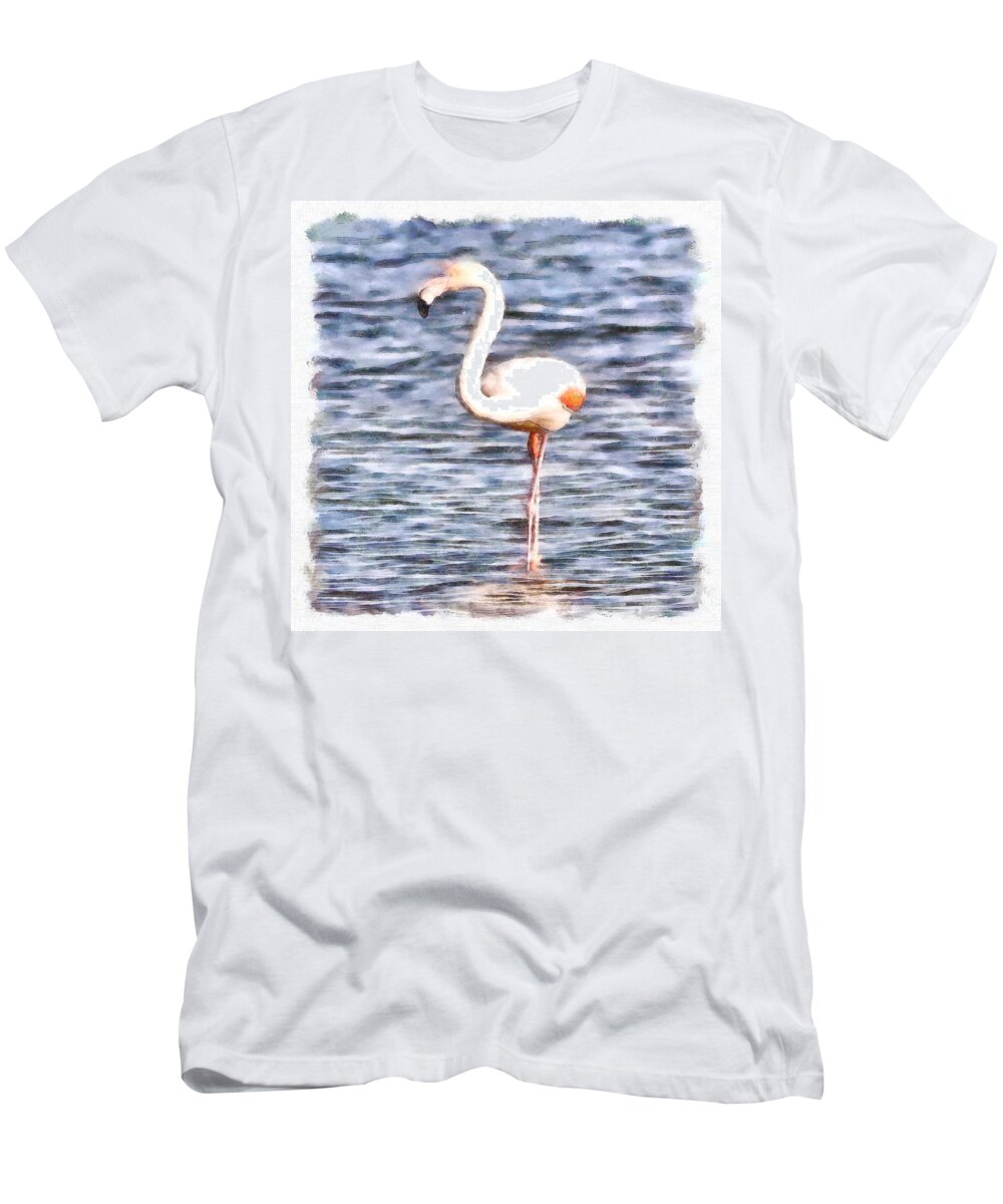 Flamingo T-Shirt featuring the painting Just Like A Flamingo by Taiche Acrylic Art