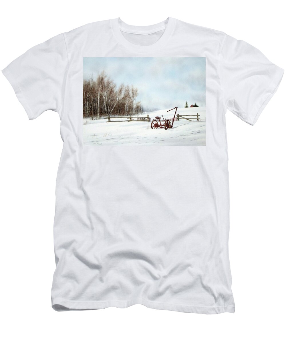 Landscape T-Shirt featuring the painting Just waiting for Spring by Conrad Mieschke
