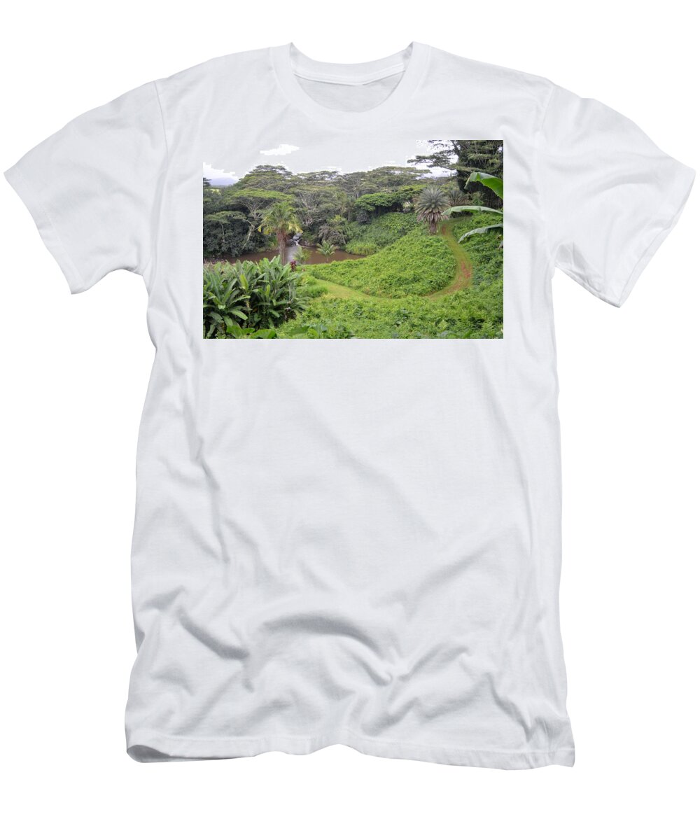 Kauai T-Shirt featuring the photograph Kauai Hindu Monastery Trail by Amy Fose